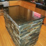 Finished Kitchen Island after Granite and Slate Tile Installation