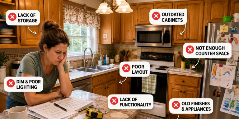 A stressed out homeowner with complaints about their cramped kitchen